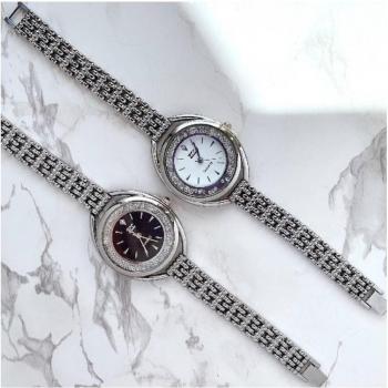 Orologio da Polso Zcc Donna Quarzo Acciaio Bracciale Silver e Strass