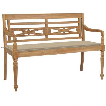 Panchina Giardino Batavia in teak massello con cuscino beige 150 cm