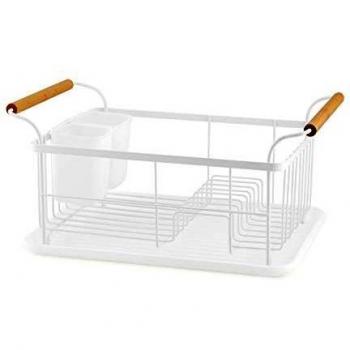 Escurreplatos de Metal con Asas de Madera 39,5 X 26 X 18 Cm