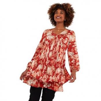 Joe Browns Fiery Floral V-Neck Mini Dress – Burnt Orange