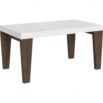 Mesa Extensible Spimbo Mix: 90x160 cm, Tapa Fresno Blanco, Patas de Nogal