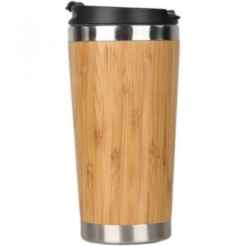 Reusable Wood & Steel 450ml Travel Mug with Lid