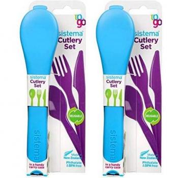 On-the-Go Blue Cutlery Set