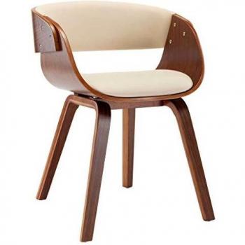 Silla de comedor en madera plegada y crema de cuero