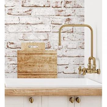 Muestra de papel pintado vinílico lavable efecto ladrillo vintage blanco y rojo relieve 3D