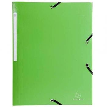 Exacompta 3-Flap A4 Folder with Elastic Closure, Light Green, Pack of 50