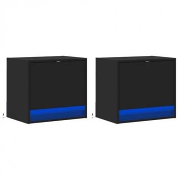 Wand-Nachttische mit LED-Leuchten 2 Stk. Schwarz Vidaxl