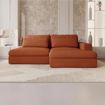 Canapé d'angle convertible AYDA en velours terracotta