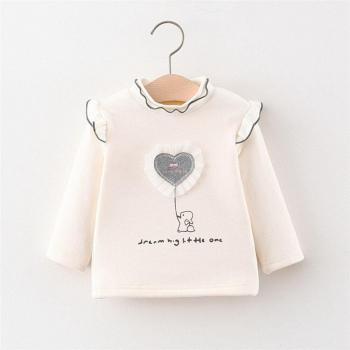 T-shirt automnal en velours avec motif cœur