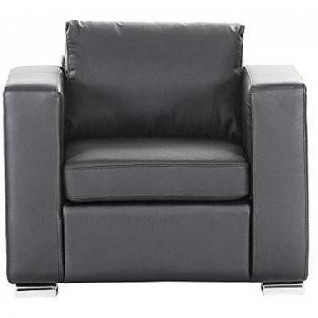 Couch Retro en Cuero Negro con Accesorios Cromados