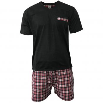 Lavazio Herren‑Pyjama Shorty – Schwarzer 5‑Farb‑Mix, M