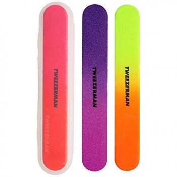 Tweezerman Neon Filemates, Estuche Transparente con 3 Limas