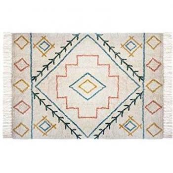 Tapis en coton à franges multicolore 120 x 170 cm