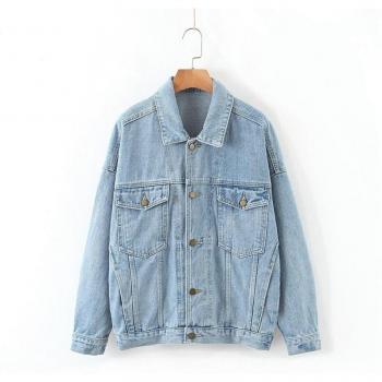 Tangada Ladies Long Sleeve Boyfriend Denim Jacket