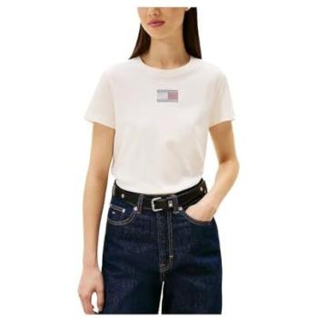 Top Tommy Hilfiger Blanco: Camiseta Cuello Redondo con Logo S-Ref