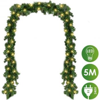 Ghirlanda di Natale Randaco 5 Metri, LED Verde, Abete Ivy