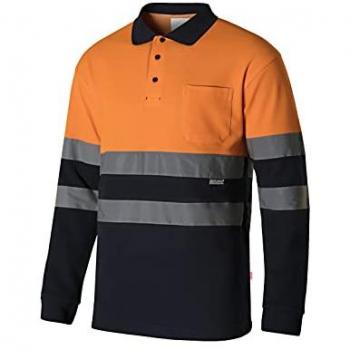 Polo Alta Visibilidad Azul Navy/Naranja Flúor Talla S-XXL