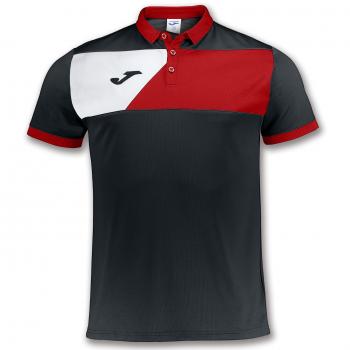 Joma Crew II Polo Shirt schwarz Kinder black/red/white, 152 (2XS)