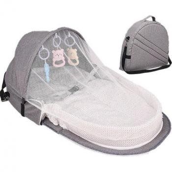 Lit bébé pliant en tissu respirant avec pare-soleil