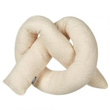 Beiges Dekokissen 172x14 cm aus Webpelz in Bretzelform für Wohnzimmer und Schlafzimmer