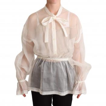 White Silk Ascot Collar Blouse by Dolce & Gabbana – 2XS