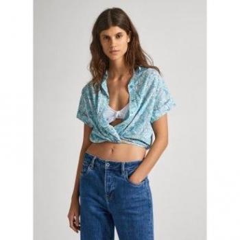 Pepe Jeans Damen Hemd PL304812 Blau Regular Fit Größe L