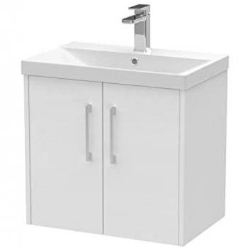 Juno 600mm Wall Hung White Ash Vanity Unit with Thin-Edge Ceramic Basin