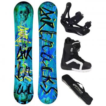 AIRTRACKS Snowboard Set Skull 155 (Softbinding Savage, Softboots Strong 43)