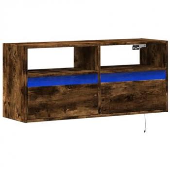 Mobile TV a Parete con Luci LED Rovere Fumo 100x31x45 cm