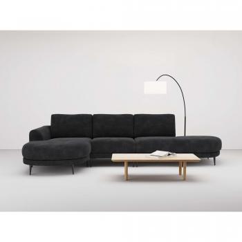 Ecksofa Sersan (Andas) – Tiefe Sitzecke, Rundungen, schwarze Metallbeine