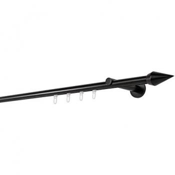Ondeco Innenlauf Gardinenstange 20mm Kegel Schwarz 110cm mit Wandträger