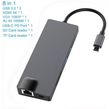 Adaptador USB-C con HDMI y VGA para Macbook