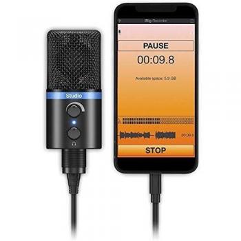 IK Multimedia IRIG MIC STUDIO BLACK USB studio microphone Transfer type (details):Corded incl. clip, Stand, Steel enclosure USB Corded