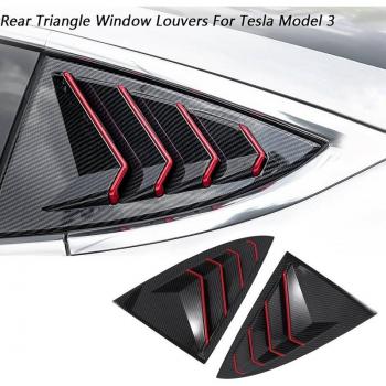 Triple-Cornered Window Louvers for Tesla Model 3 in Carbon Fiber