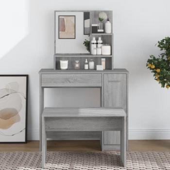 Specchio e Tenda Sonoma in Grigio – 86,5x35x136 cm
