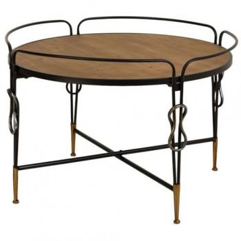 Mesa de Centro WANDERLUST DECO Madera y Metal Negra 78x78x53h cm Estilo Industrial