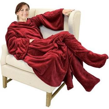 WarmWave Plush Sofa Blanket with Sleeves