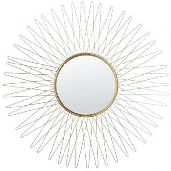 Specchio da Parete Tondo Oro 70 cm a Forma di Sole Saumur