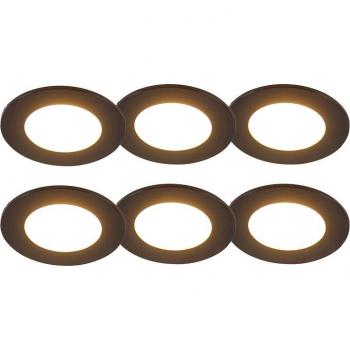 Set de 6 luminaires encastrés noirs LED dimmables à 3 niveaux IP65