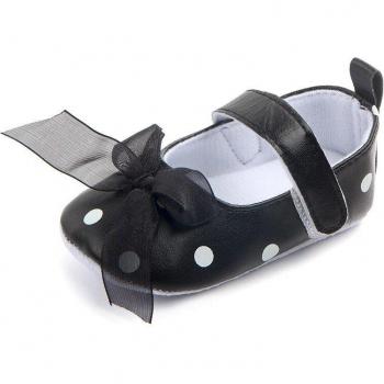 Zapatos de cuna para bebés, mocasines con lazos y puntos para primeros pasos