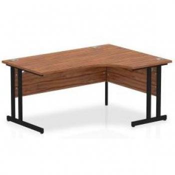 Impulse Right Crescent Desk 1600mm Walnut Top Black Legs