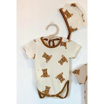 Zomer Baby Jumpsuit met Korte Mouwen en Berenprint