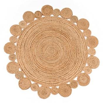 Paco Home Teppich Viborg 592, rund, Höhe: 13 mm, handgefertigter Natur-Teppich, Jute, Boho, Ethno