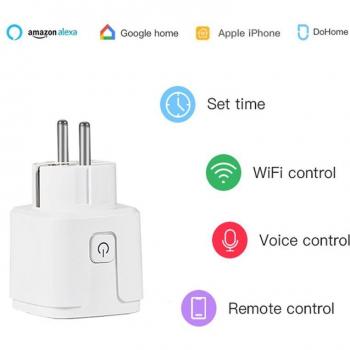 Wifi Smart Outlet 100-250V Timer EU Plug 16A Voice Control Dohome APP Works with Siri Alexa Google Assistant
