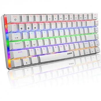 AK33 Tastiera Meccanica Bluetooth Gaming Wireless & Cavo Connessione Triplo Bluetooth, 18 RGB Chroma Rainbow Backlit, Tasti Anti-Ghosting Switches Blu Bianchi Nero