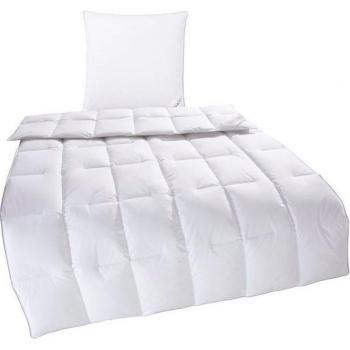 TAMINS Premium Daunenset – Bettdecke 155x220 cm + 80×80 cm Kopfkissen, Baumwollbezug, Made in Germany