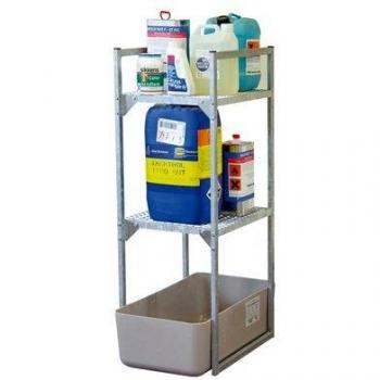Étagère à fûts type 120, variante 1 CEMO, support grillé pour petites cuves, B 450 × H 1310 × D 820 mm