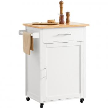 Carrito Auxiliar de Cocina con un cajón y una Puerta Carrito Multifuncional 68x46x90 cm FKW102-WN
