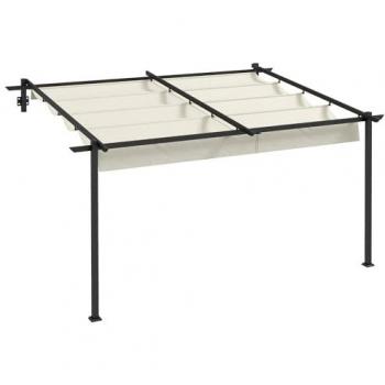 Pérgola Outsunny 4x3 m en Grises, Acero y Techo Retráctil