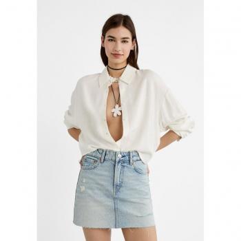 Stradivarius Minigonna Slavato Blu 36
